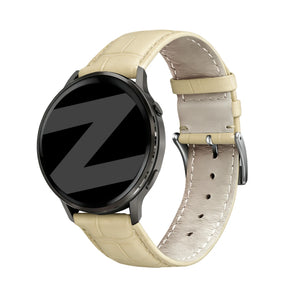 Bandz Garmin Vivoactive 6 Leather Strap Crocodile Grain (Beige)