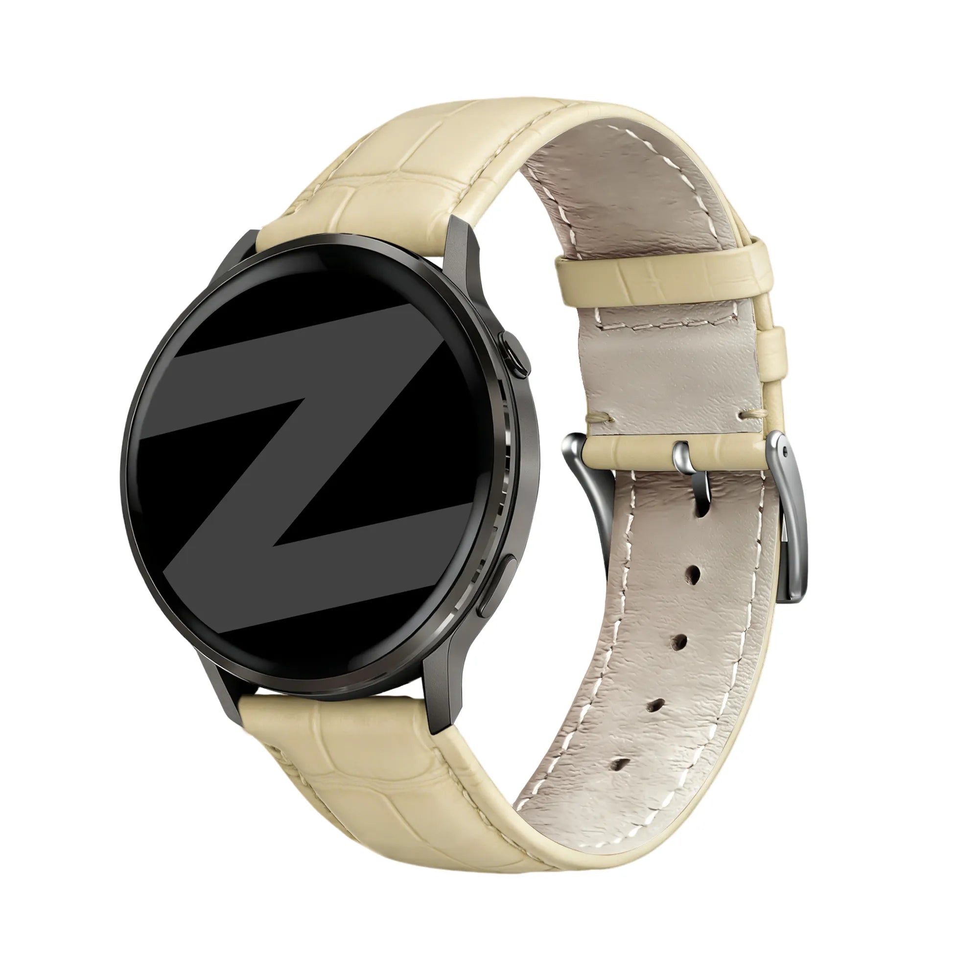 Bandz Garmin Forerunner 170 Gebürstetes Lederarmband Krokodil (Beige)