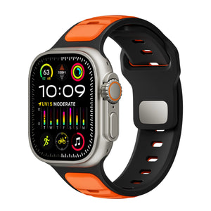 Apple Watch Premium Outdoor Silikonarmband (Orange/Schwarz)