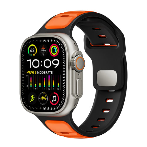 Apple Watch Premium Outdoor Silikonarmband (Orange/Schwarz)