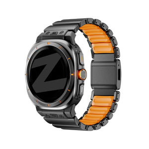 Bandz Samsung Galaxy Watch Ultra Titanarmband 'Hybrid' (Schwarz/Orange)