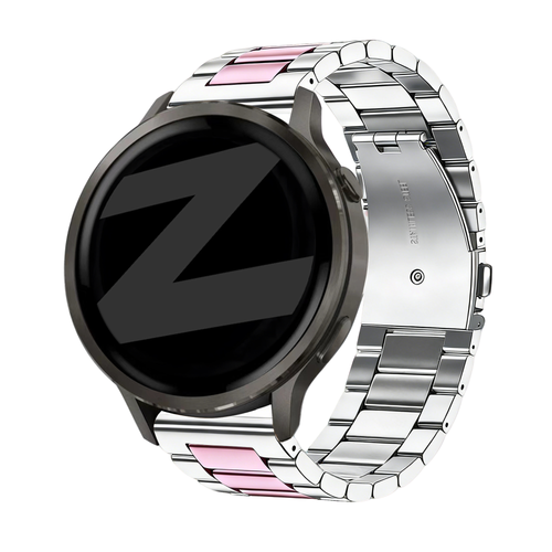 Bandz Garmin Bounce 2 Steel Strap 'Classic' (Silver/Pink)
