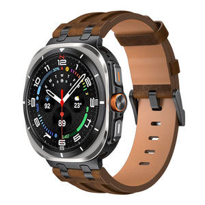 Samsung Galaxy Watch Ultra Solides Lederarmband (Dunkelbraun)