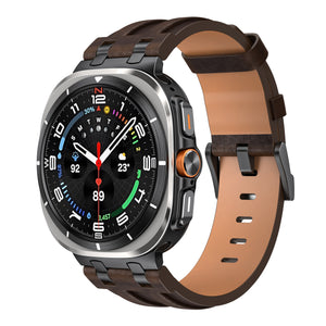 Samsung Galaxy Watch Ultra Solides Lederarmband (Kaffeebraun)