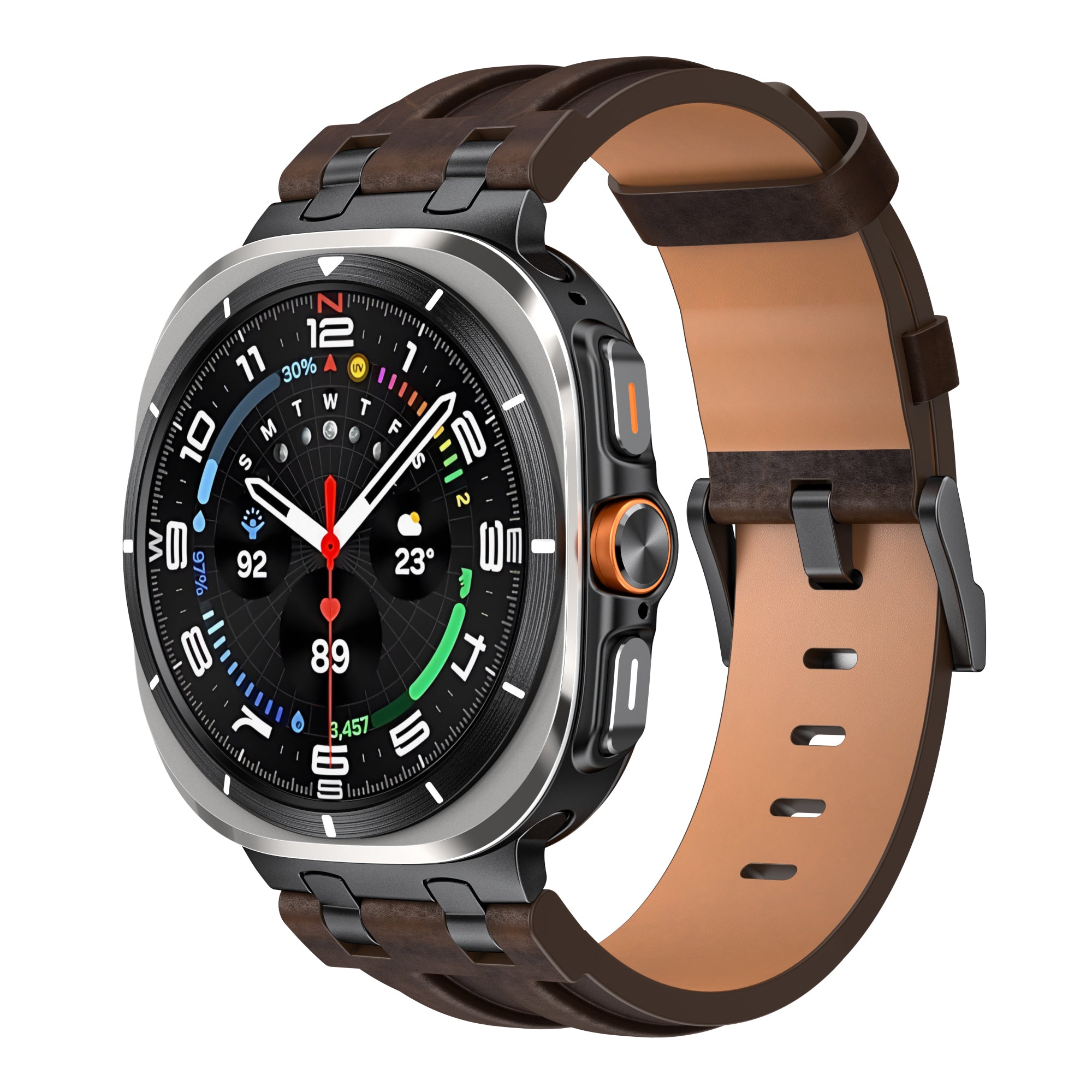 Samsung Galaxy Watch Ultra Solides Lederarmband (Kaffeebraun)