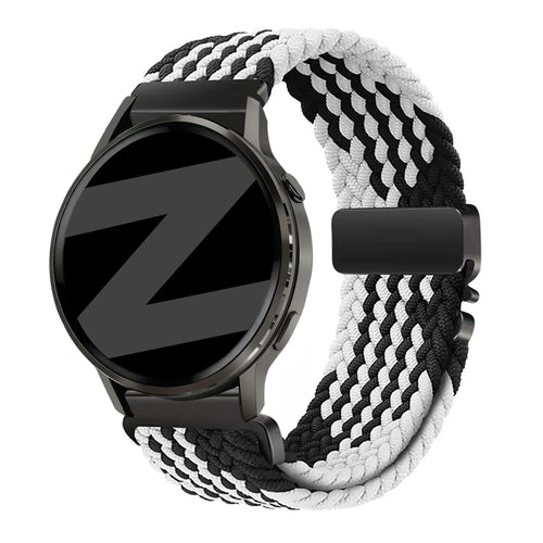 Bandz Garmin Forerunner 265s Geflochtenes Armband 'Parachute' (Schwarz/Weiß)