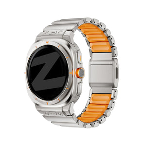 Bandz Samsung Galaxy Watch Ultra Titanarmband 'Hybrid' (Titan/Orange)
