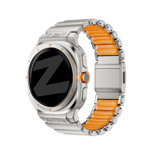 Bandz Samsung Galaxy Watch Ultra Titanarmband 'Hybrid' (Titan/Orange)