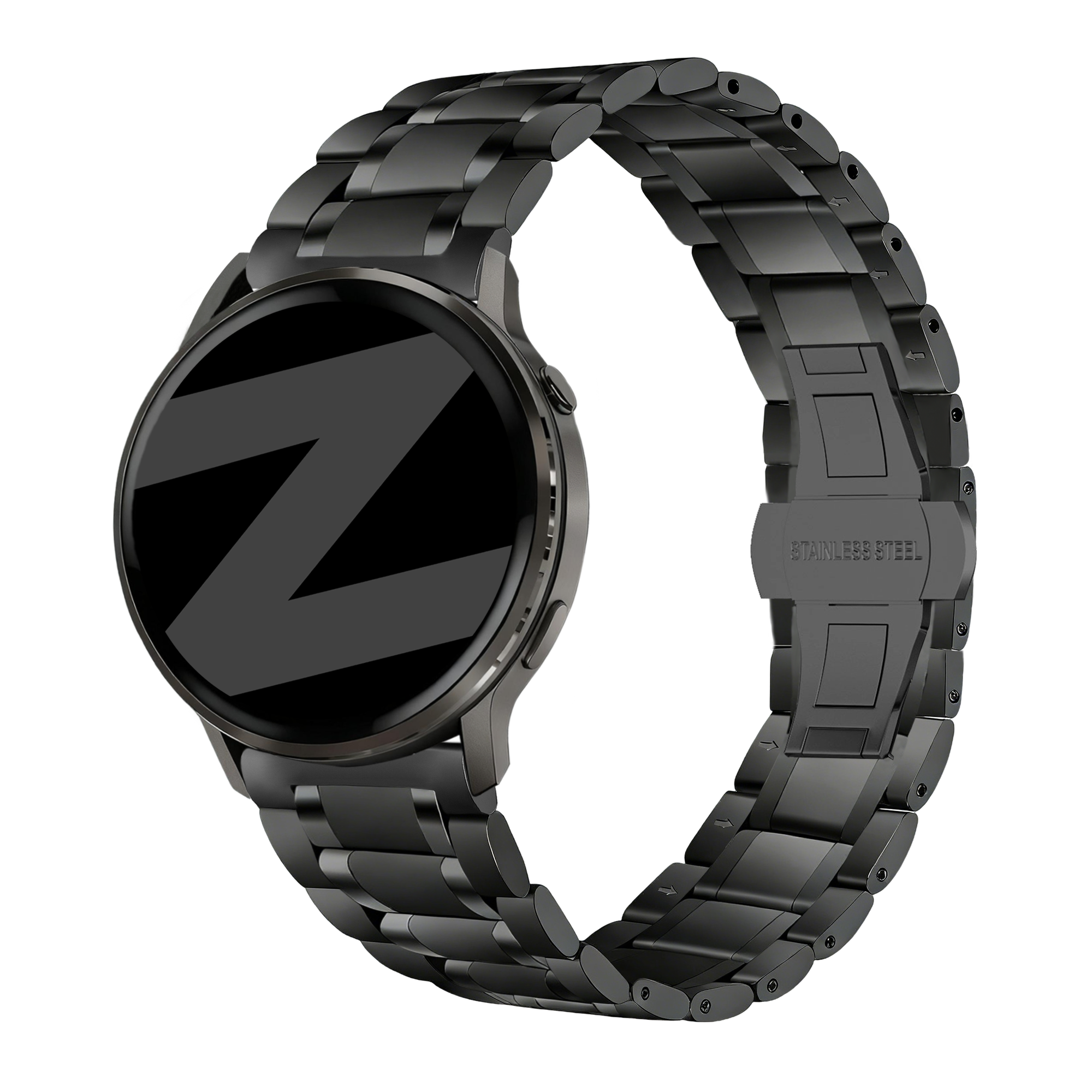 Bandz Garmin Bounce 2 Stahl Gliederarmband 'Deluxe' (Schwarz)