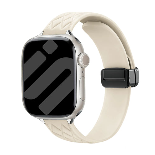 Apple Watch Diamond Silikonarmband mit D-Schnalle (Beige)