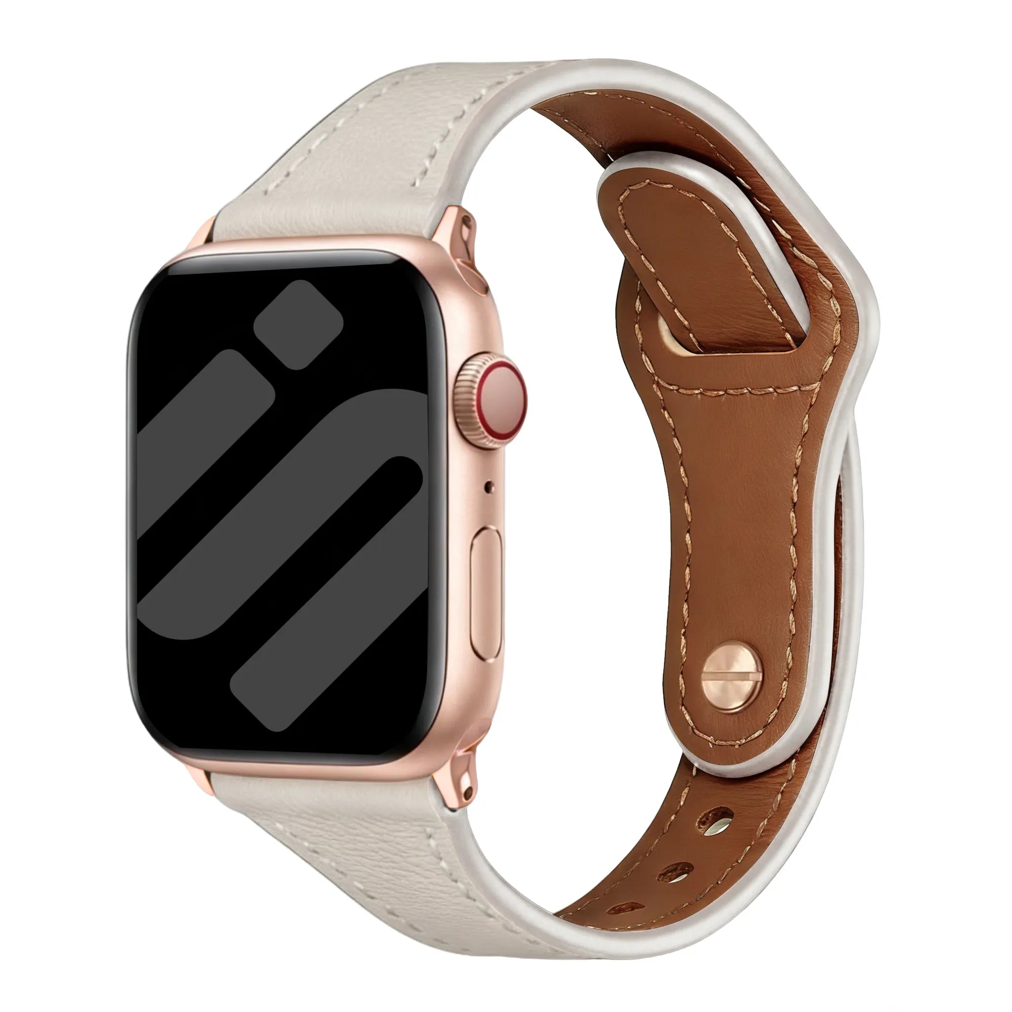 Apple Watch Lederarmband mit Druckknopfverschluss (Beige)