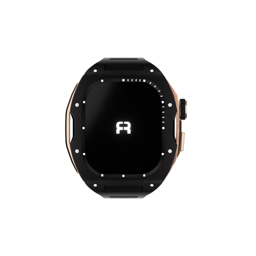 Reqior Apple Watch 45mm Hülle mit integriertem Gummi-Armband (Schwarz/Roségold)