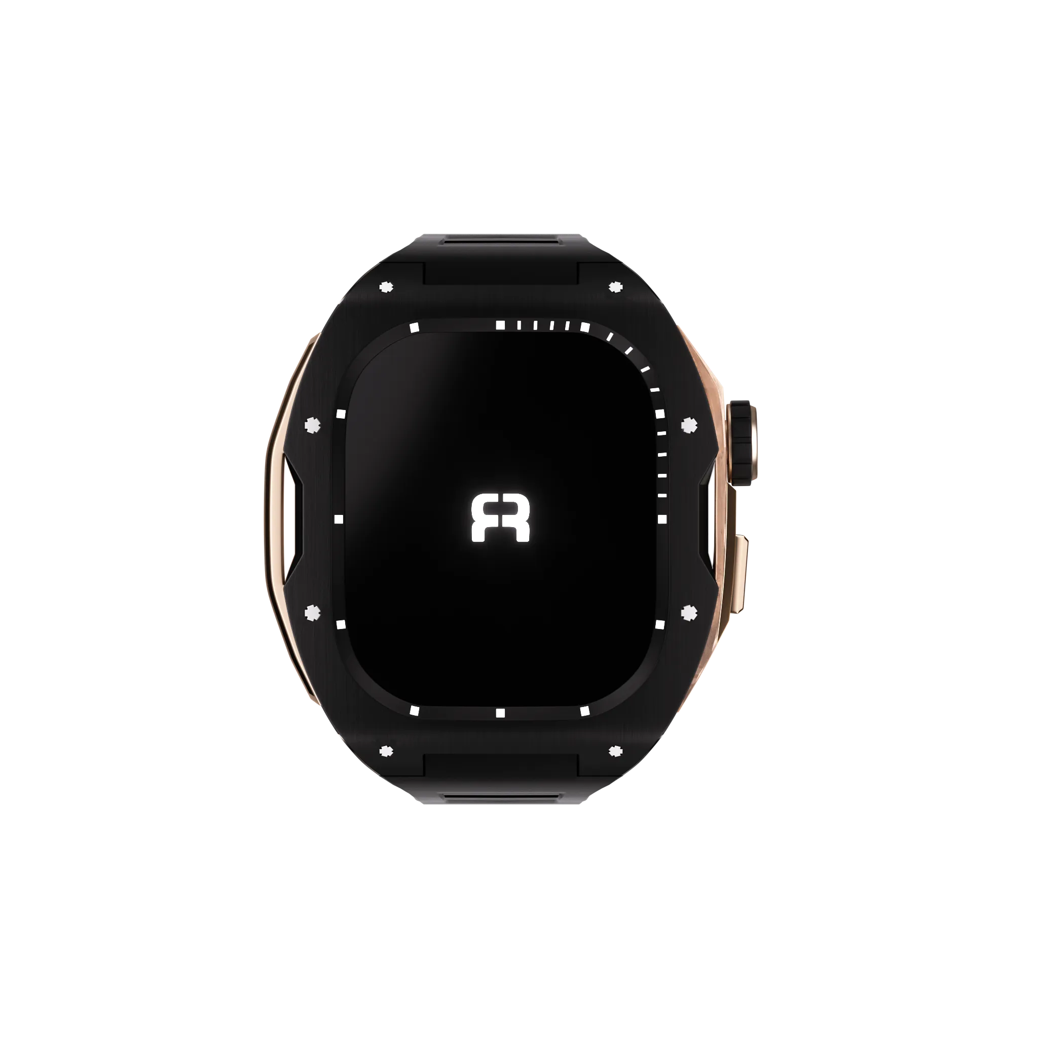Reqior Apple Watch 45mm Hülle mit integriertem Gummi-Armband (Schwarz/Roségold)