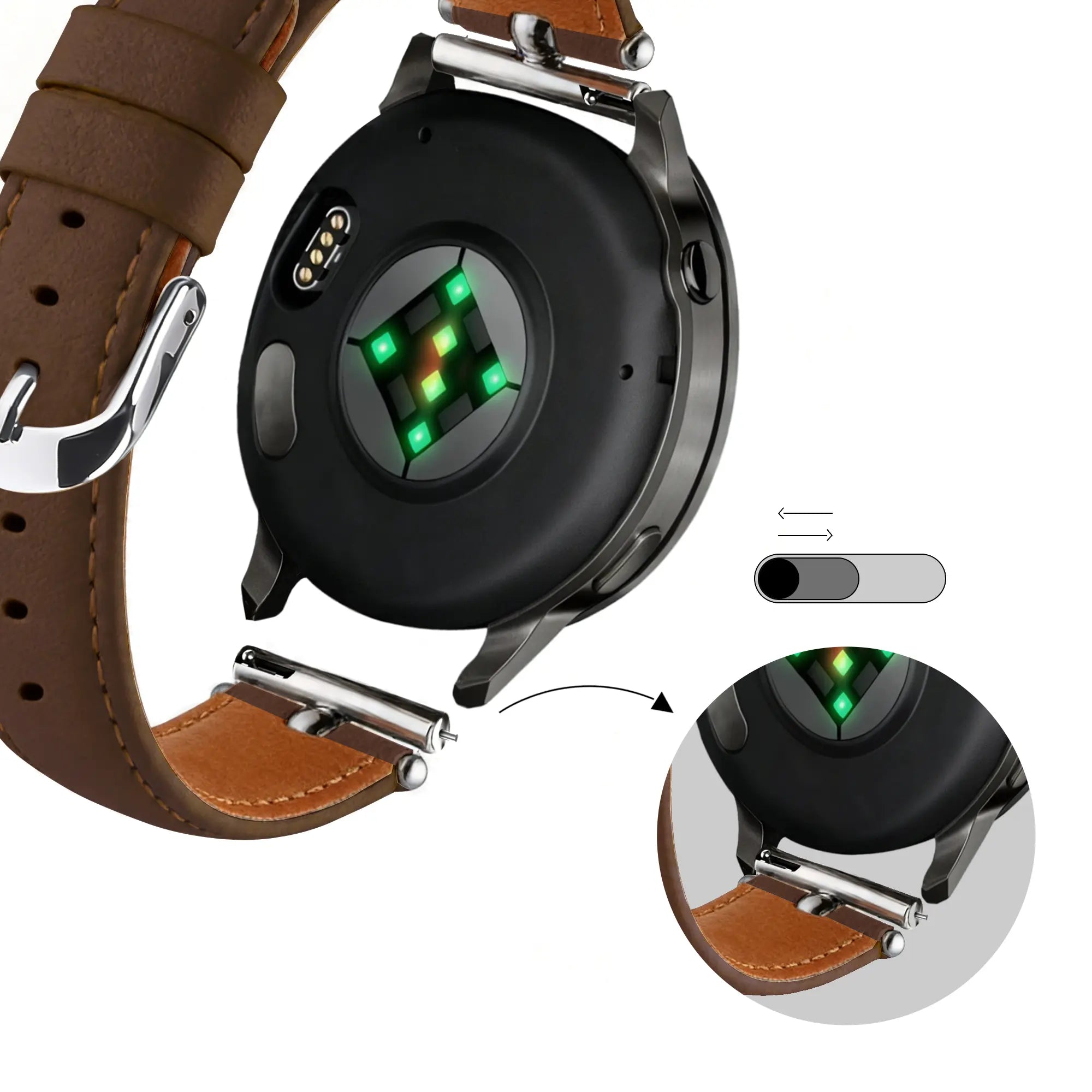 Bandz Amazfit Bip U Leather Strap 'Bullet' (Brown)