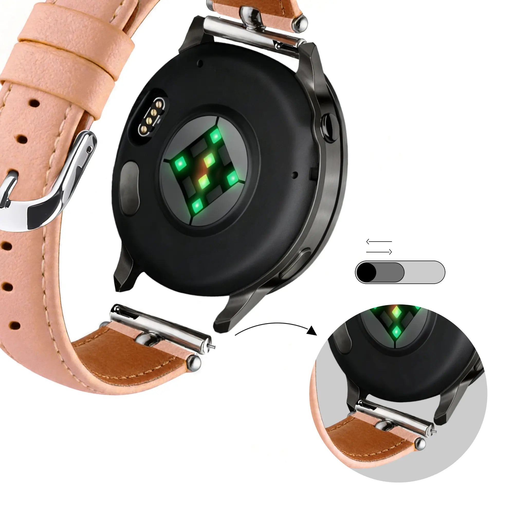 Bandz Garmin Vivomove Trend Leather Strap 'Bullet' (Pink)