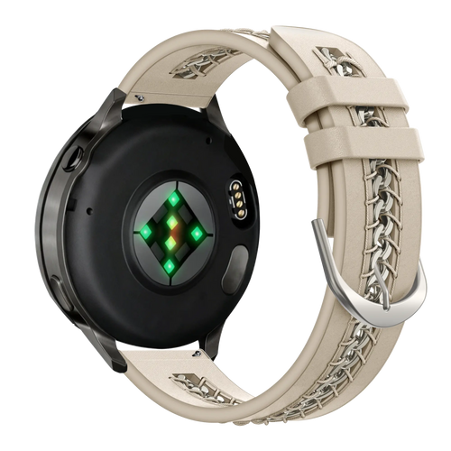 Bandz Garmin Forerunner 55 Lederarmband 'Chains' (Beige)