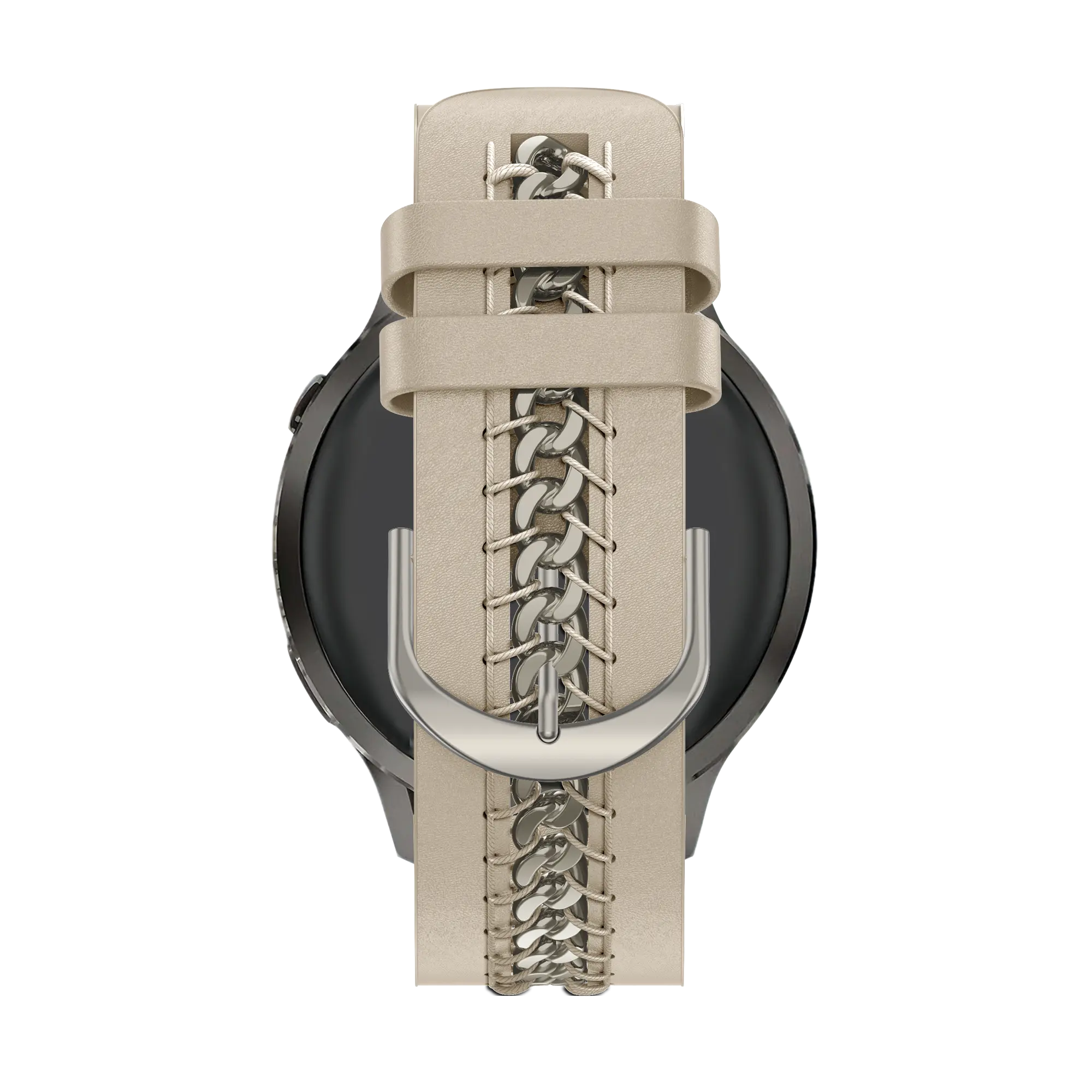 Bandz Garmin Forerunner 55 Lederarmband 'Chains' (Beige)