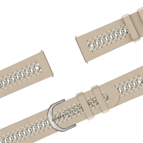 Bandz Garmin Forerunner 55 Lederarmband 'Chains' (Beige)