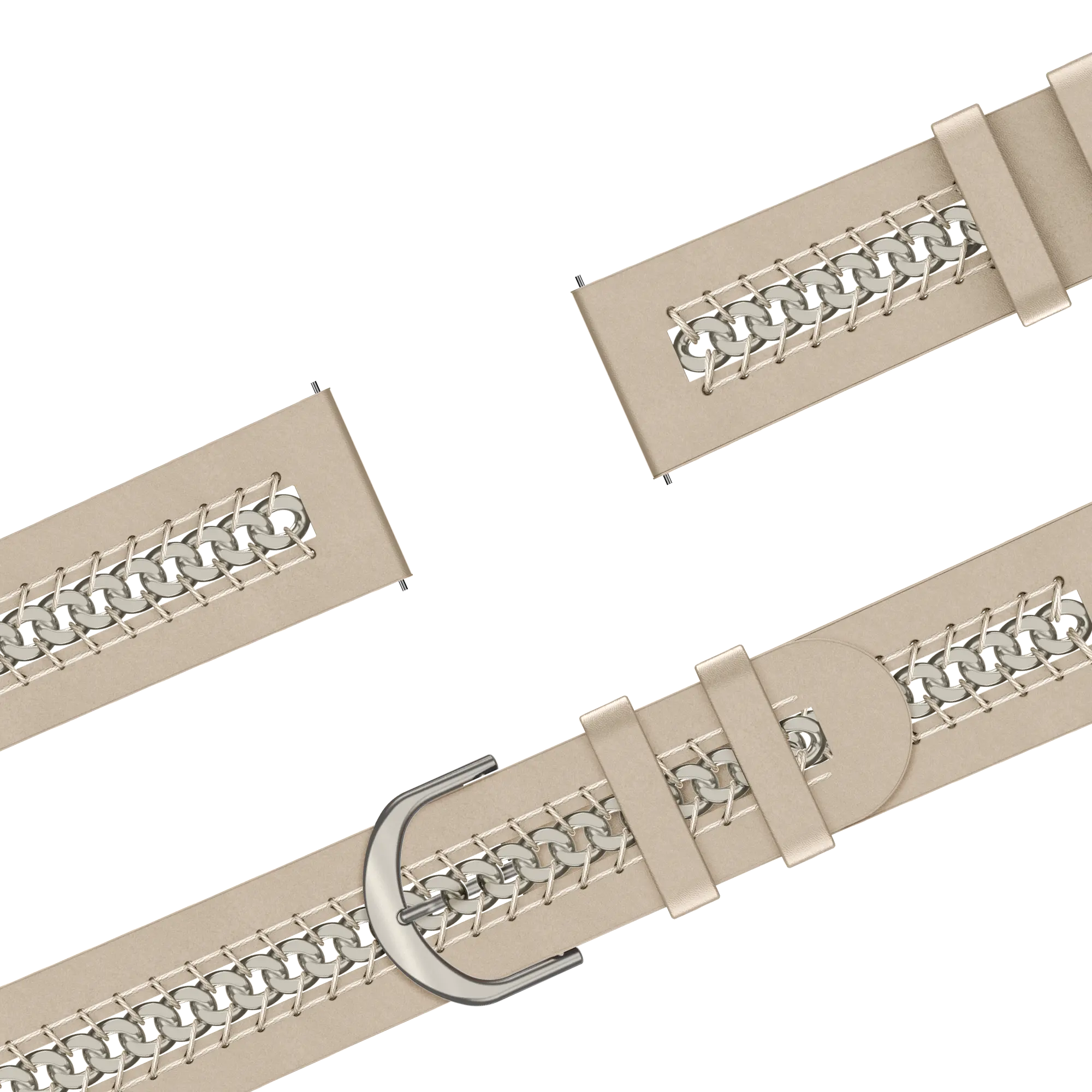 Bandz Garmin Forerunner 55 Lederarmband 'Chains' (Beige)