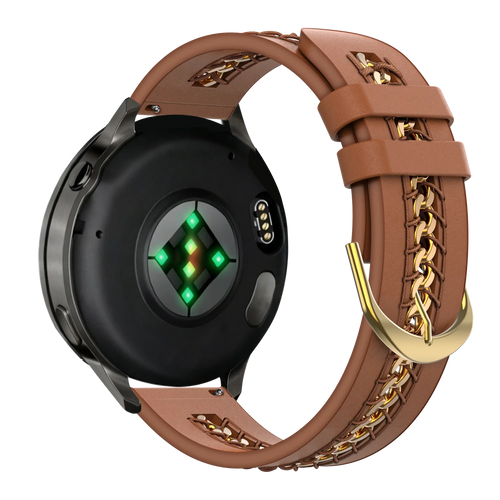 Bandz Amazfit Bip 3 Leather Strap 'Chains' (Brown)