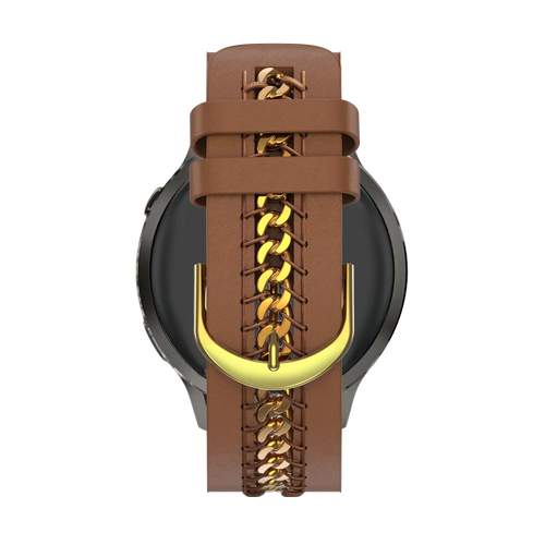 Bandz Amazfit Bip 3 Leather Strap 'Chains' (Brown)