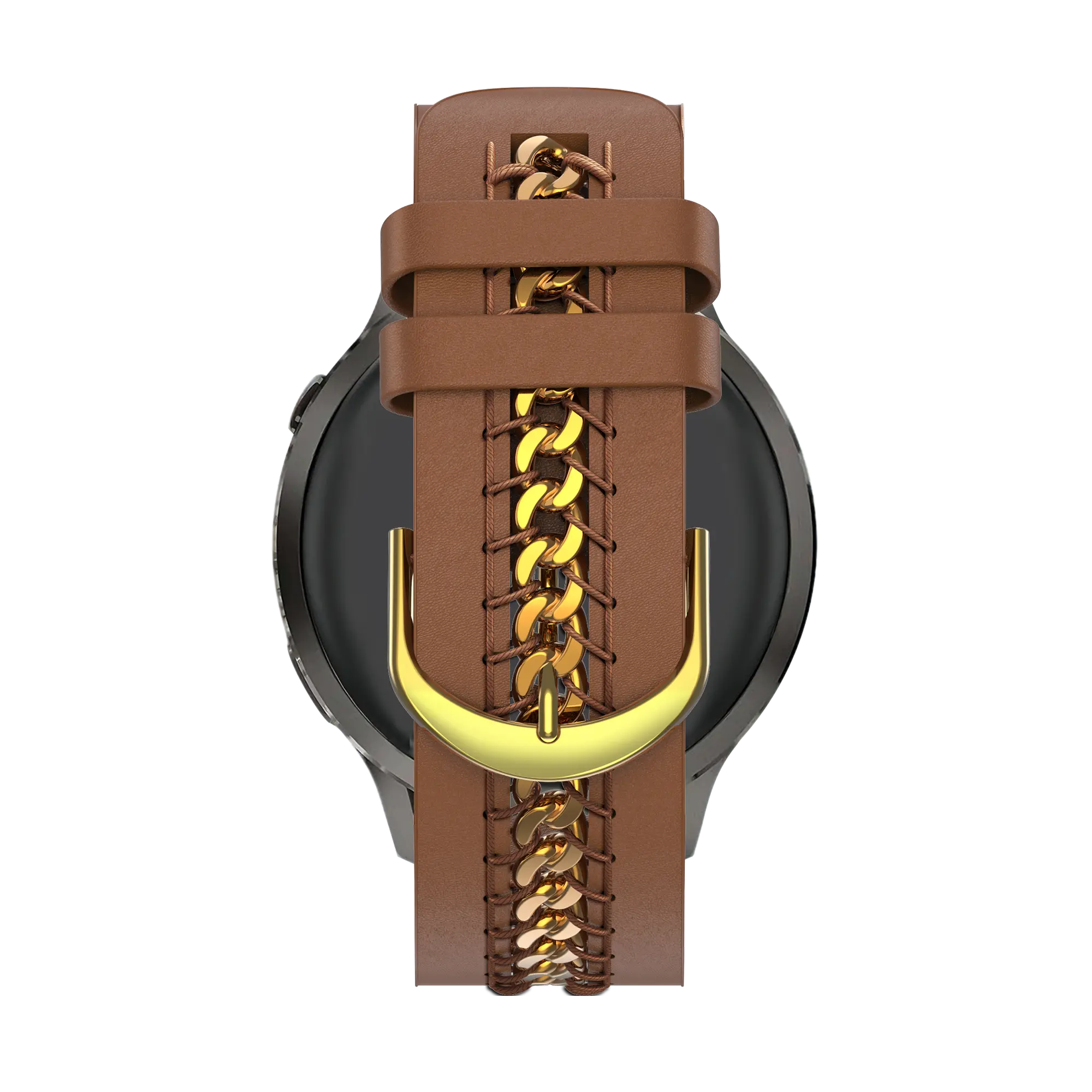 Bandz Amazfit Bip 3 Leather Strap 'Chains' (Brown)