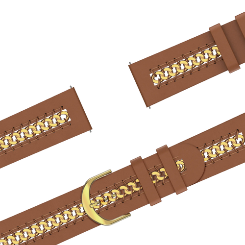Bandz Amazfit Bip 3 Leather Strap 'Chains' (Brown)