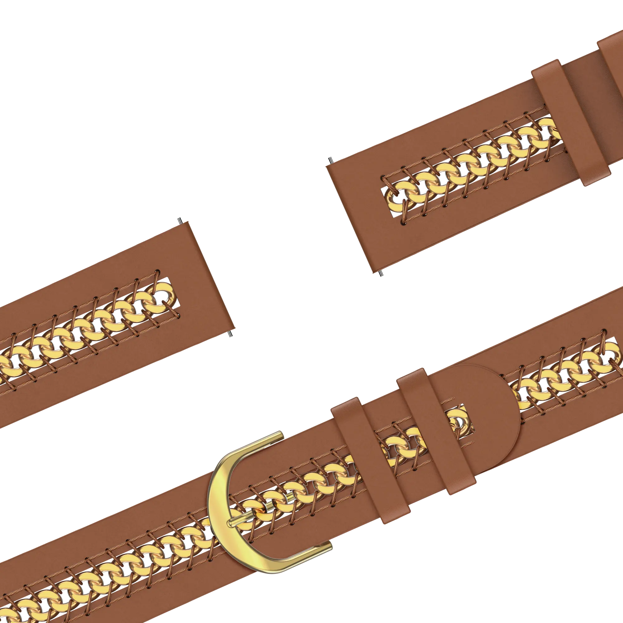 Bandz Amazfit Bip 3 Leather Strap 'Chains' (Brown)