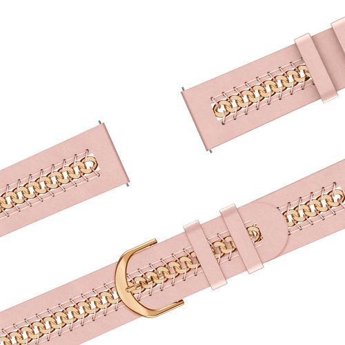 Bandz ICE Smart 3.0 Rectangular 1.78 Lederarmband 'Chains' (Rosa)