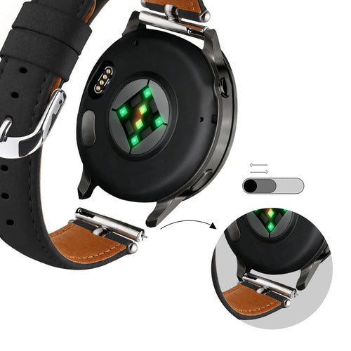 Bandz Amazfit Bip U Leather Strap 'Bullet' (Black)