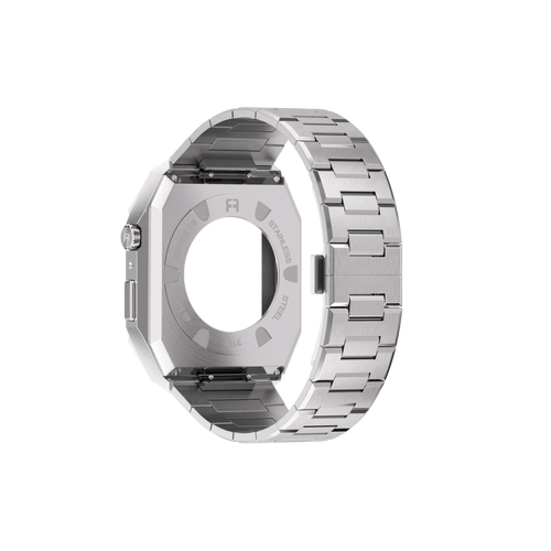 Reqior Apple Watch 45mm Hülle mit integriertem Stahlarmband 'Nautilus' (Silber)