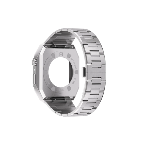 Reqior Apple Watch 45mm Hülle mit integriertem Stahlarmband 'Nautilus' (Silber)
