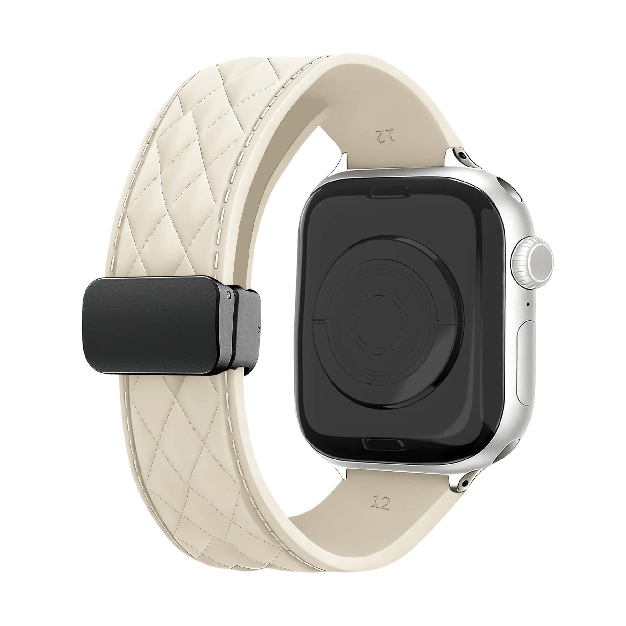 Apple Watch Diamond Silikonarmband mit D-Schnalle (Beige)