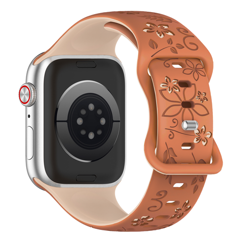 Apple Watch Flower Silikonarmband (Beige/Braun)