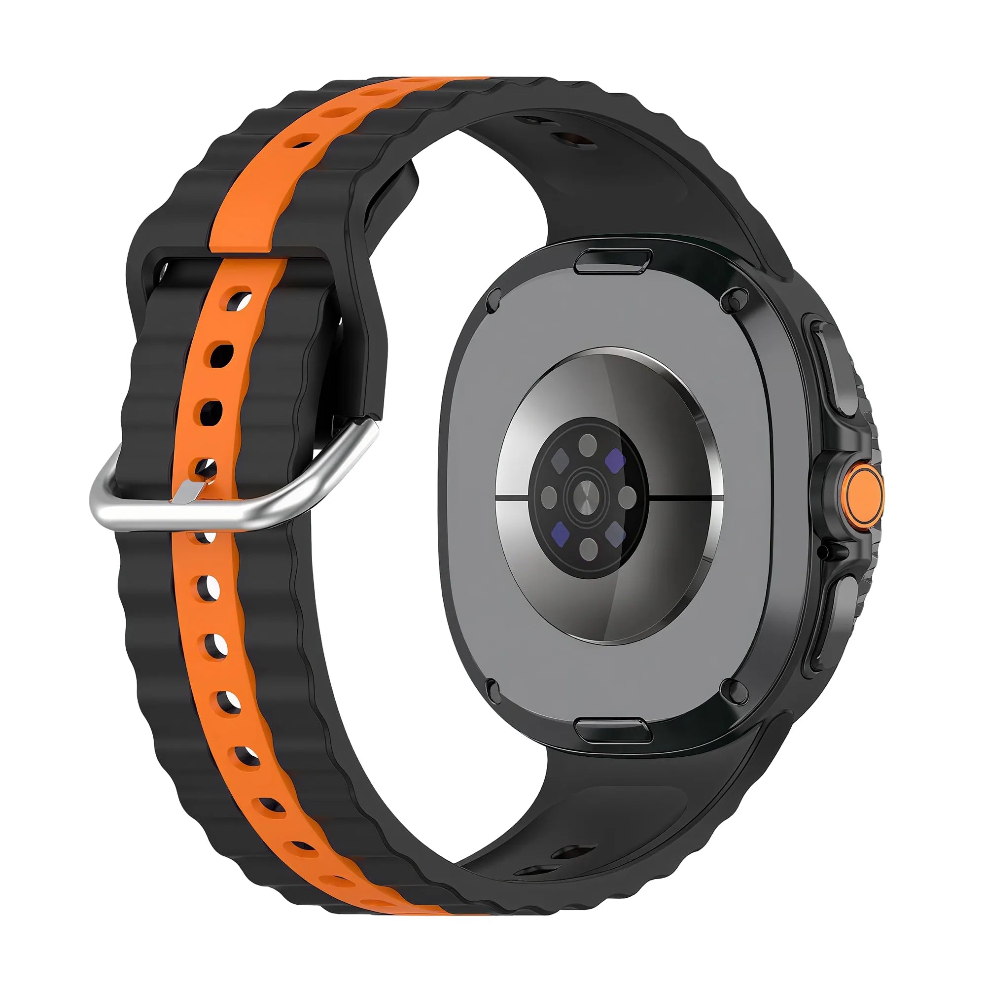 Samsung Galaxy Watch 8 - 44mm Duo Sportarmband (Schwarz/Orange)