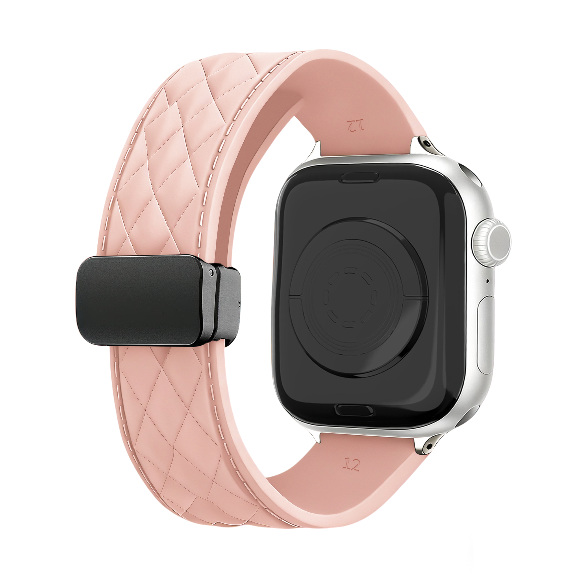 Apple Watch D-Buckle Silicone Diamond Strap (Pink)