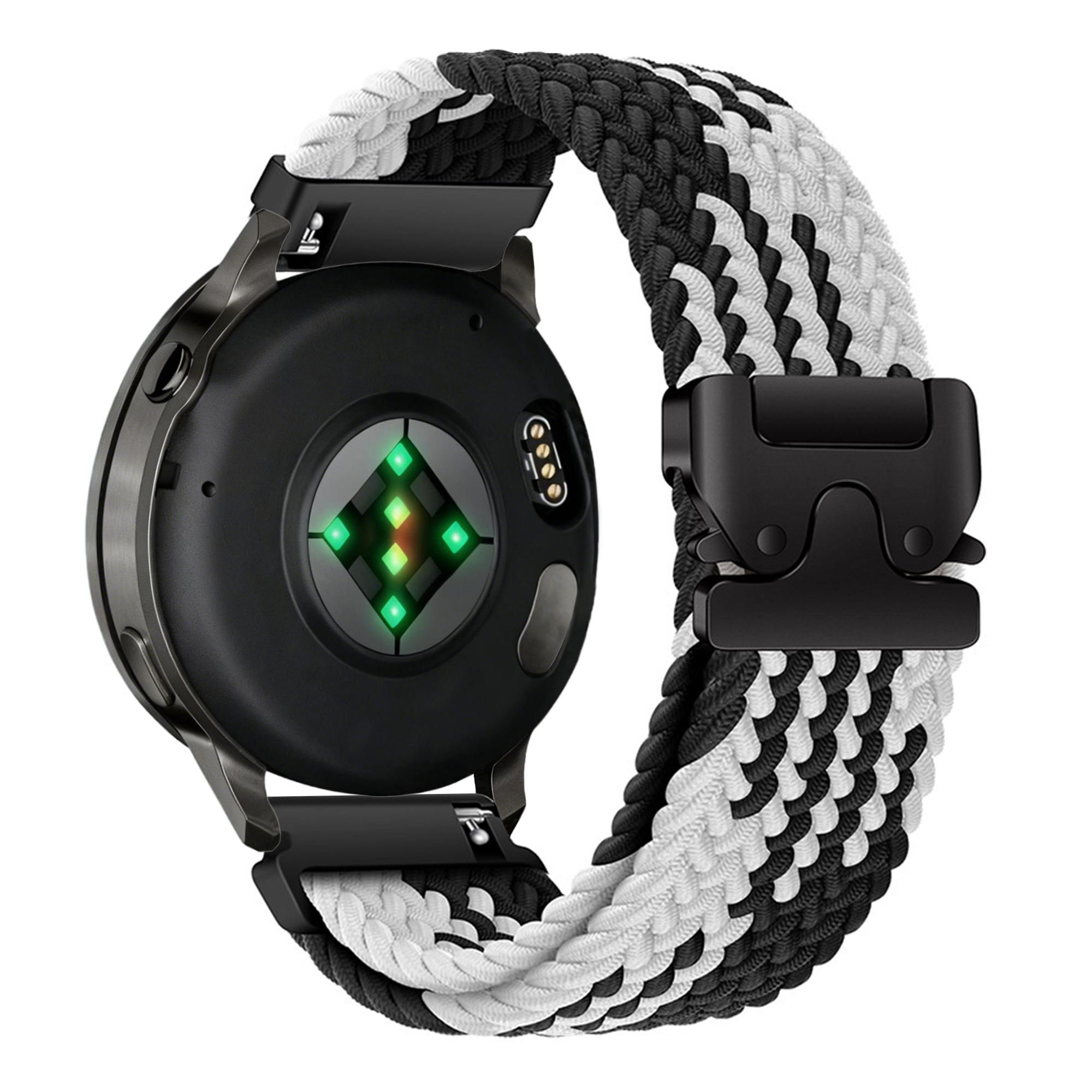 Bandz Garmin Vivoactive 4s Geflochtenes Armband 'Parachute' (Schwarz/Weiß)