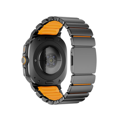 Bandz Samsung Galaxy Watch Ultra Titanarmband 'Hybrid' (Schwarz/Orange)