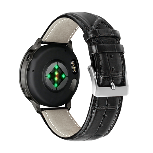Bandz Garmin Venu 2 Gebürstetes Lederarmband Krokodil (Schwarz)