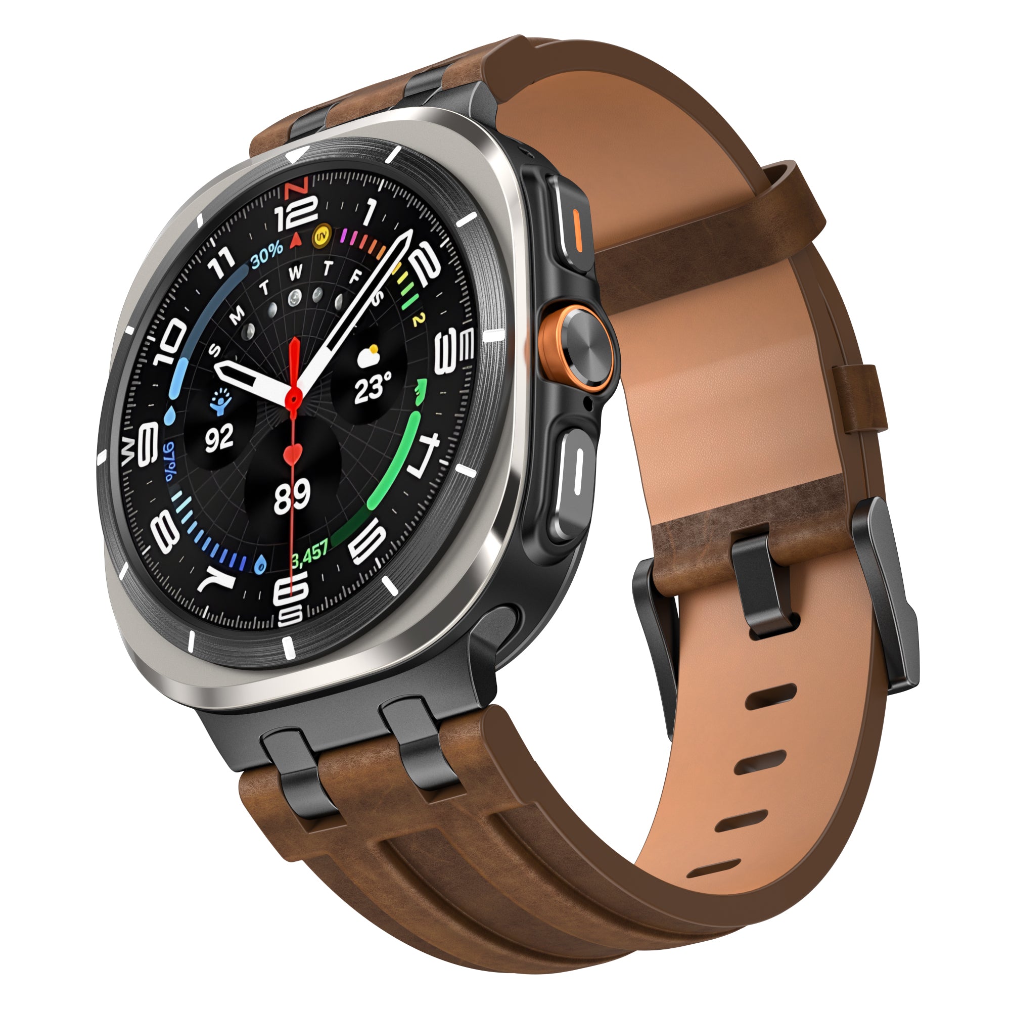 Samsung Galaxy Watch Ultra Solides Lederarmband (Dunkelbraun)