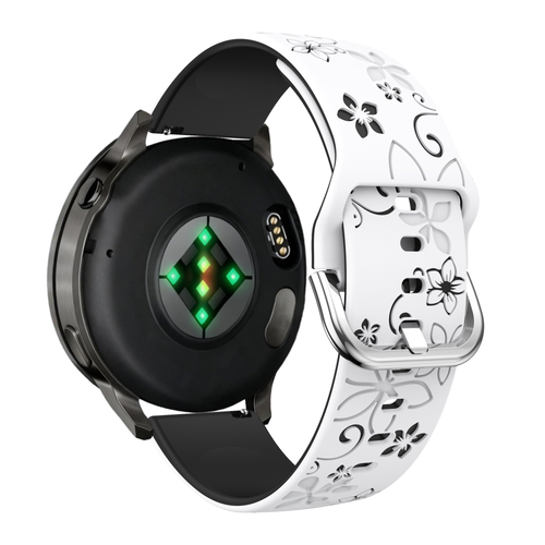 Bandz Garmin Vivoactive 4s Silikonarmband 'Flowers' (Weiß/Schwarz)