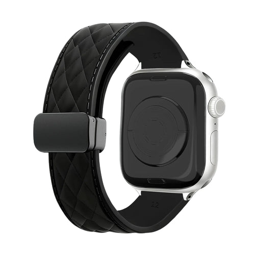 Apple Watch Diamond Silikonarmband mit D-Schnalle (Schwarz)