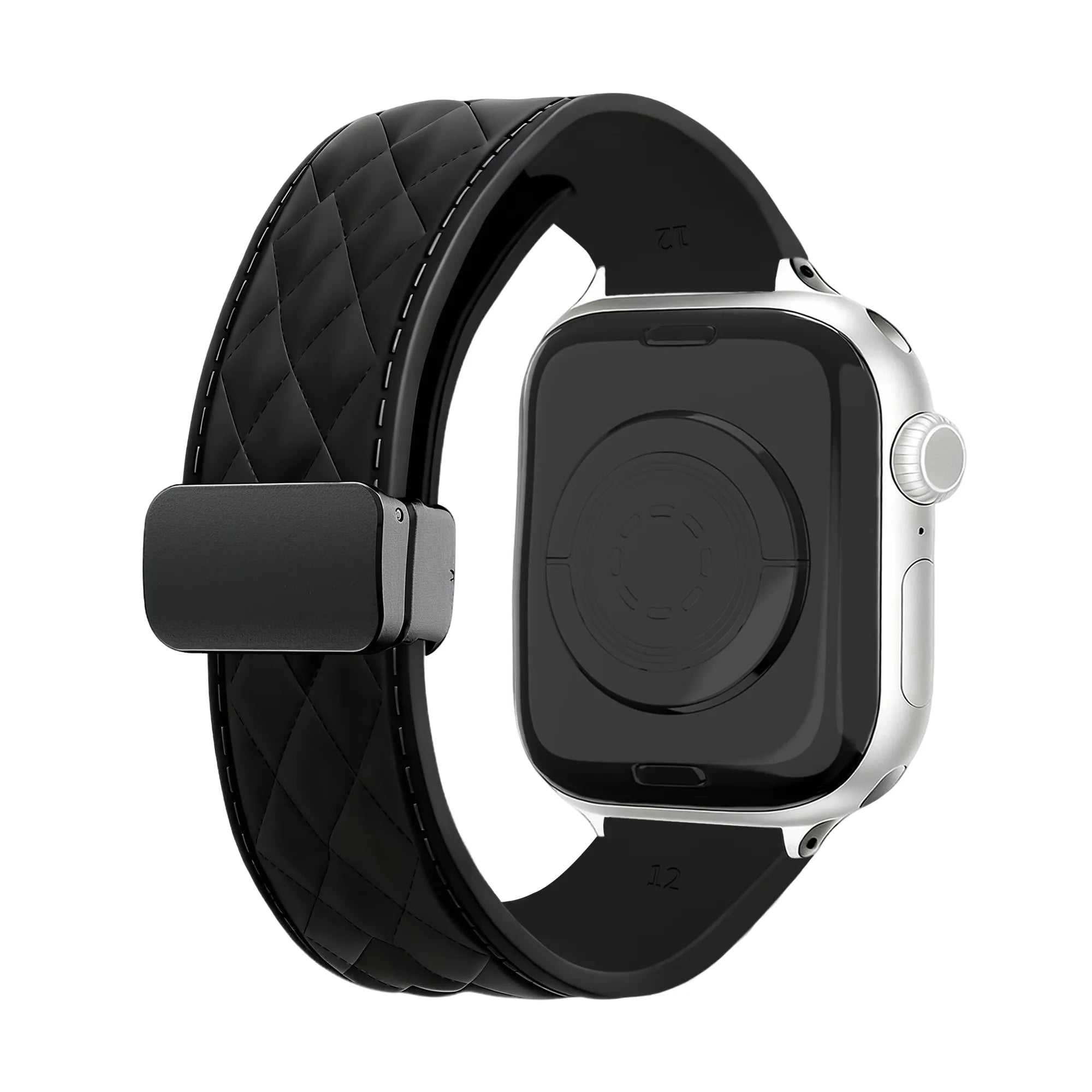 Apple Watch Diamond Silikonarmband mit D-Schnalle (Schwarz)