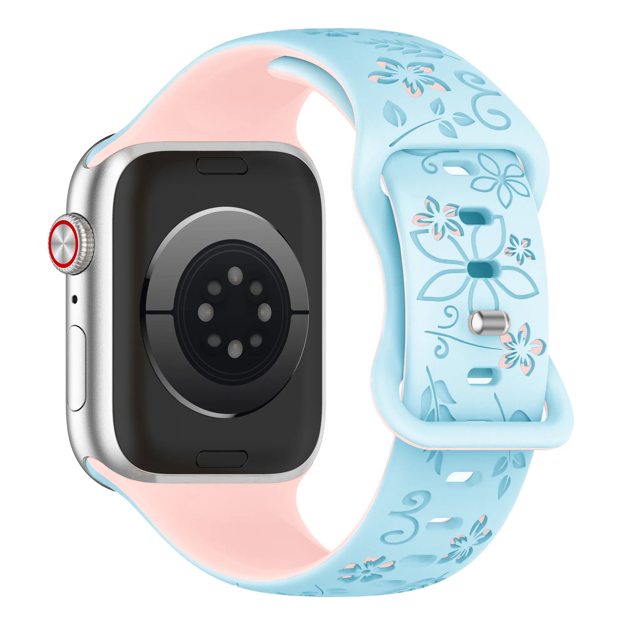 Apple Watch Flower Silikonarmband (Blau/Rosa)