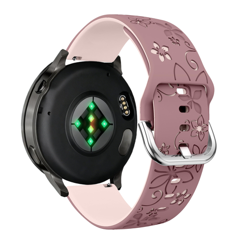 Bandz Garmin Vivomove 3s Silikonarmband 'Flowers' (Rauchiges Lila/Hellrosa)