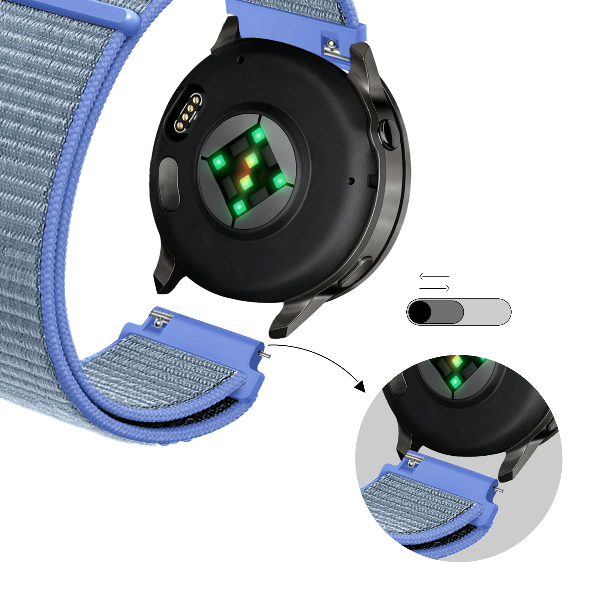 Bandz Garmin D2 Air X15 Nylon Loop Strap (Light Blue)