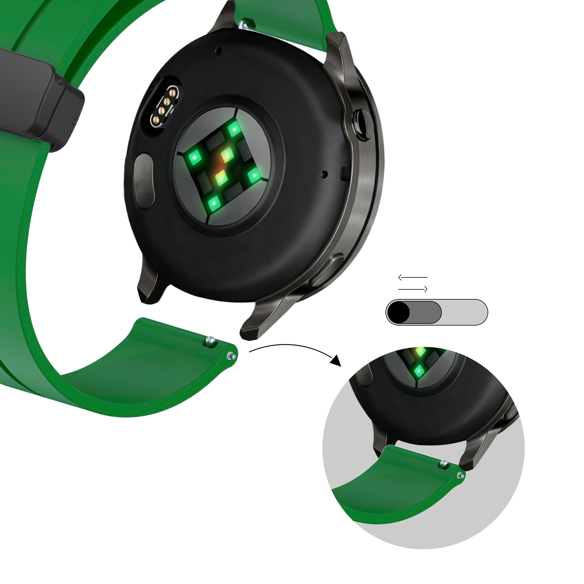 Bandz Garmin Approach J1 Silikonarmband mit D-Schnalle (Grün)