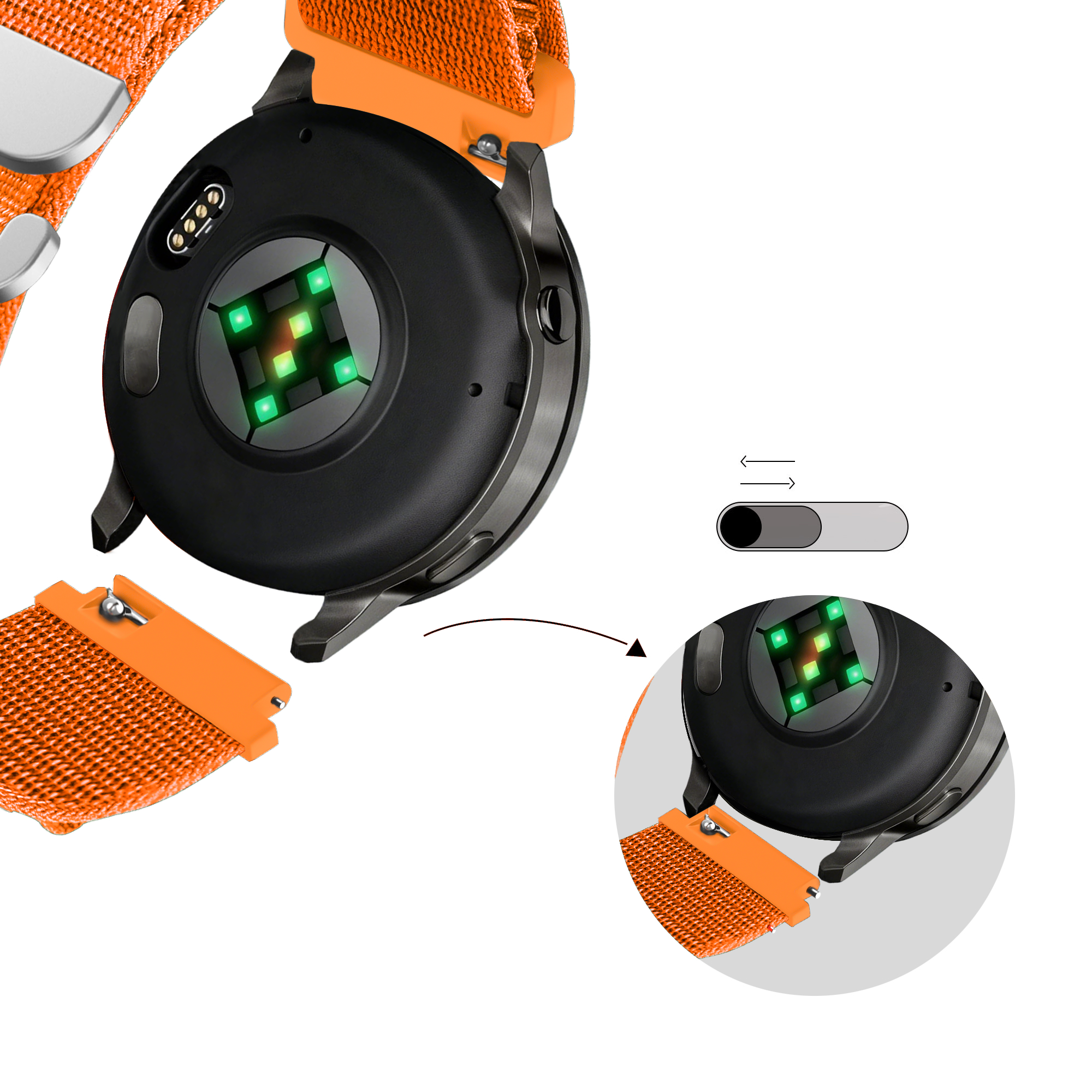 Bandz Garmin Vivoactive 4 Alpine Nylonarmband (Orange)