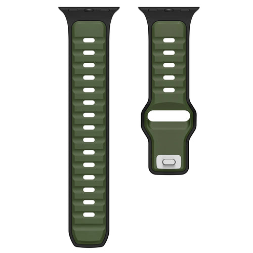 Apple Watch Premium Outdoor Silikonarmband (Armeegrün/Schwarz)