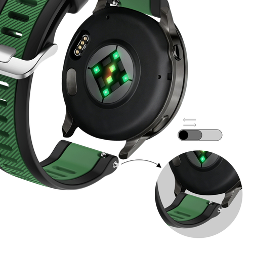 Bandz Garmin Vivoactive 3 Dual Buckled Sport Strap (Black/Green)